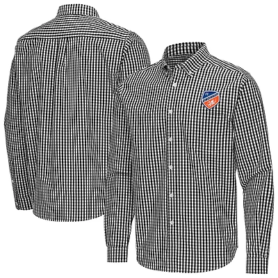 Men's Antigua Black FC Cincinnati Ellis Tri-Blend Long Sleeve Button-Down Shirt