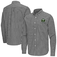 Men's Antigua Black Portland Timbers Ellis Tri-Blend Long Sleeve Button-Down Shirt