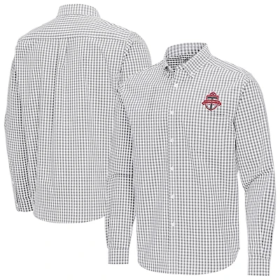 Men's Antigua Gray Toronto FC Ellis Tri-Blend Long Sleeve Button-Down Shirt