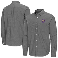 Men's Antigua Black Orlando City SC Porter Woven Tri-Blend Long Sleeve Button-Down Shirt