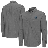 Men's Antigua Black New York City FC Porter Woven Tri-Blend Long Sleeve Button-Down Shirt