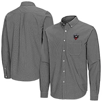 Men's Antigua Black D.C. United Porter Woven Tri-Blend Long Sleeve Button-Down Shirt