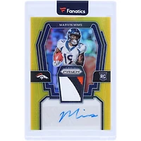 Marvin Mims Denver Broncos Autographed 2023 Panini Prizm Gold Rookie Patch Autograph 3 Color Relic #RPA-MM #2/10 Rookie Card