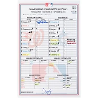 Dylan Crews Washington Nationals Autographed Game-Used Lineup Card vs. Miami Marlins on September 13, 2024