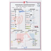 Dylan Crews Washington Nationals Autographed Game-Used Lineup Card vs. Miami Marlins on September 14, 2024