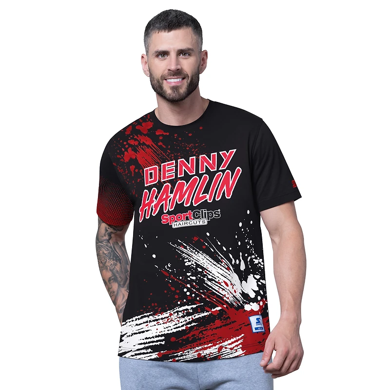 Men's Starter Black Denny Hamlin Touchdown Extreme T-Shirt