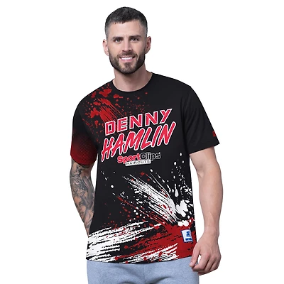 Men's Starter Black Denny Hamlin Touchdown Extreme T-Shirt