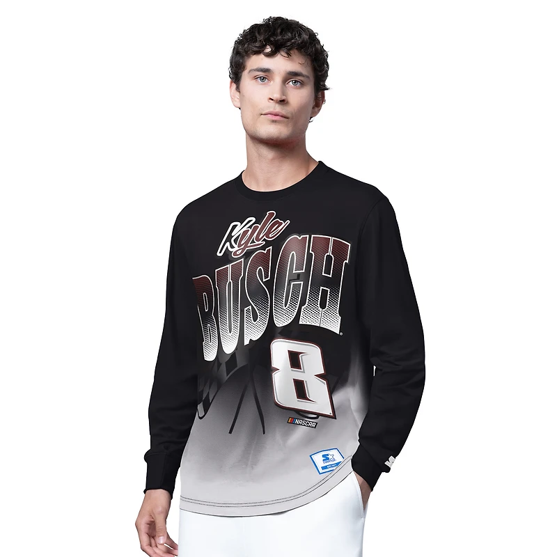 Men's Starter  Black Kyle Busch Quarterback Extreme Long Sleeve T-Shirt
