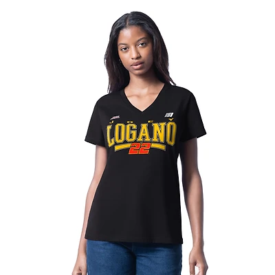 Women's G-III 4Her by Carl Banks Black Joey Logano Cheer Dance V-Neck T-Shirt
