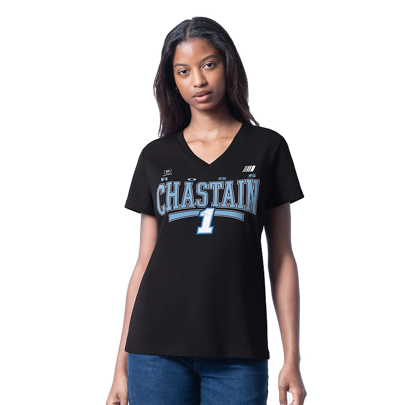 Women's G-III 4Her by Carl Banks Black Ross Chastain Cheer Dance V-Neck T-Shirt