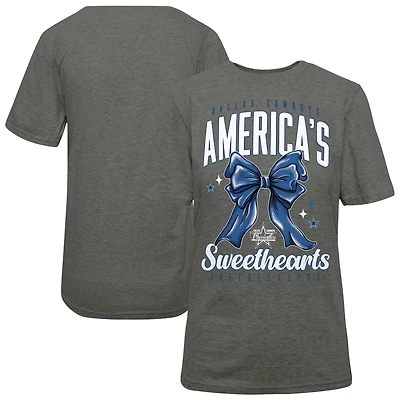 Women's Gray Dallas Cowboys Cheerleaders Sweetheart Bow T-Shirt