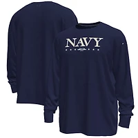 Men's Under Armour Navy Navy Midshipmen 250th Anniversary Uniform Sideline Collection Motion Heavyweight Long Sleeve T-Shirt