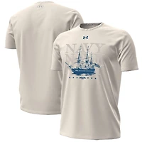 Men's Under Armour Cream Navy Midshipmen 250th Anniversary Uniform Sideline Collection HeatGear Ship T-Shirt