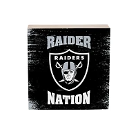 Las Vegas Raiders 6" Square Fan Chant Wood Block Shelf Sign