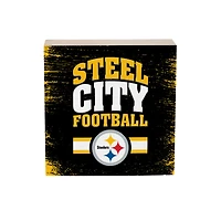 Pittsburgh Steelers 6" Square Fan Chant Wood Block Shelf Sign