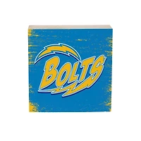 Los Angeles Chargers 6" Square Fan Chant Wood Block Shelf Sign