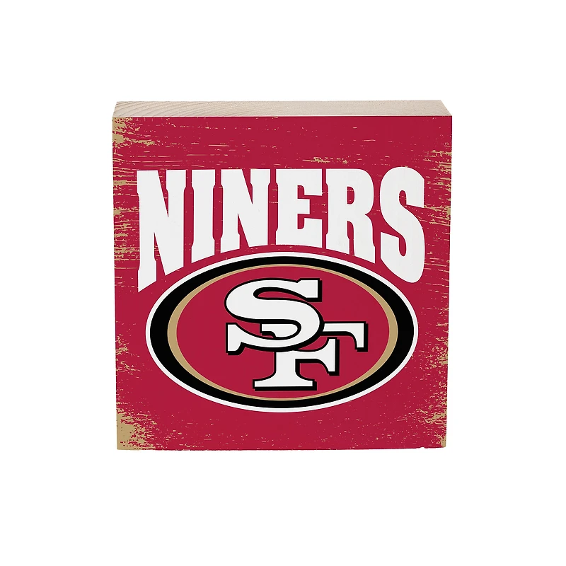 San Francisco 49ers 6" Square Fan Chant Wood Block Shelf Sign