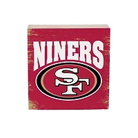 San Francisco 49ers 6" Square Fan Chant Wood Block Shelf Sign