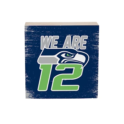 Seattle Seahawks 6" Square Fan Chant Wood Block Shelf Sign