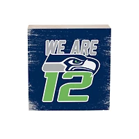 Seattle Seahawks 6" Square Fan Chant Wood Block Shelf Sign