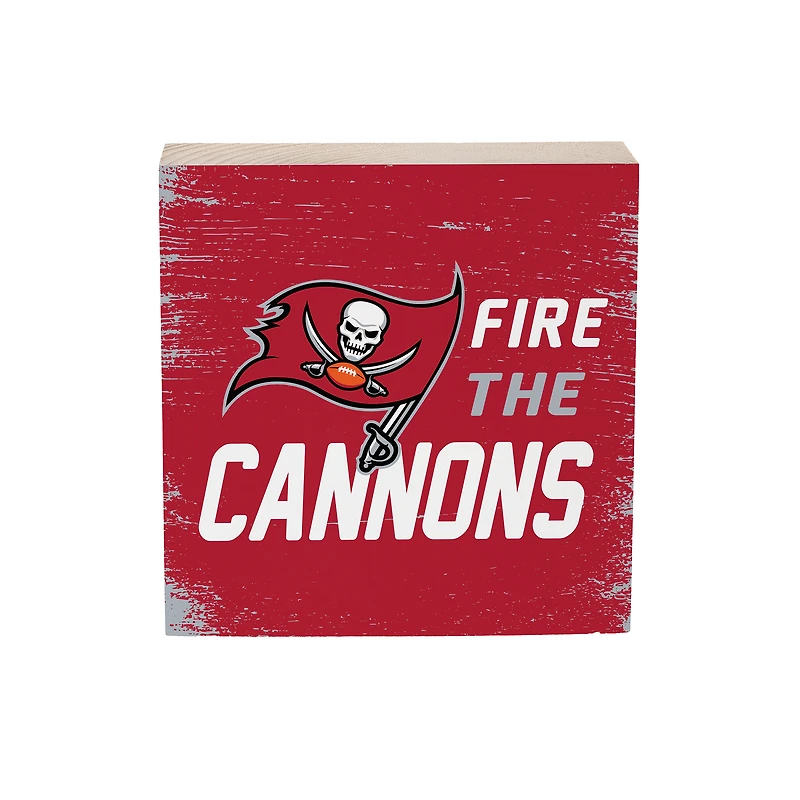 Tampa Bay Buccaneers 6" Square Fan Chant Wood Block Shelf Sign