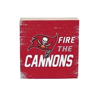 Tampa Bay Buccaneers 6" Square Fan Chant Wood Block Shelf Sign