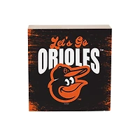 Baltimore Orioles 6" Square Fan Chant Wood Block Shelf Sign