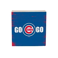 Chicago Cubs 6" Square Fan Chant Wood Block Shelf Sign