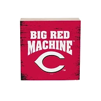 Cincinnati Reds 6" Square Fan Chant Wood Block Shelf Sign