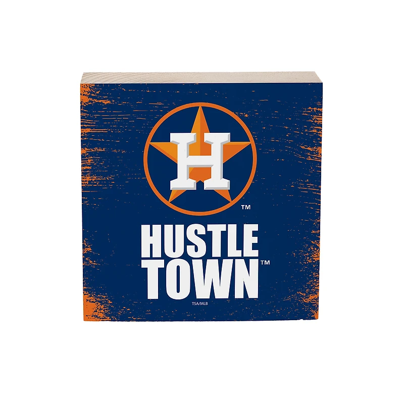 Houston Astros 6" Square Fan Chant Wood Block Shelf Sign