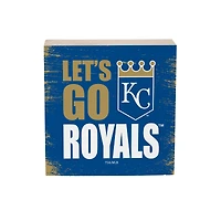 Kansas City Royals 6" Square Fan Chant Wood Block Shelf Sign