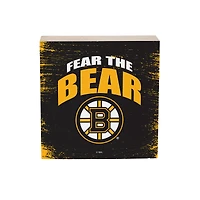 Boston Bruins 6" Square Fan Chant Wood Block Shelf Sign