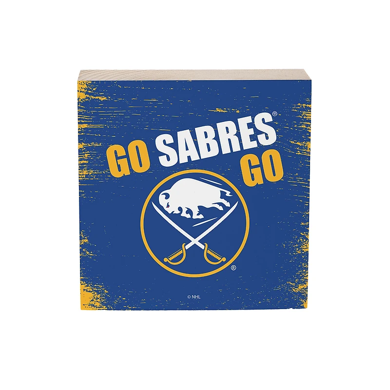 Buffalo Sabres 6" Square Fan Chant Wood Block Shelf Sign