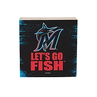 Miami Marlins 6" Square Fan Chant Wood Block Shelf Sign