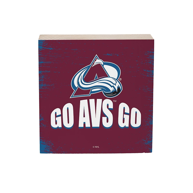 Colorado Avalanche 6" Square Fan Chant Wood Block Shelf Sign