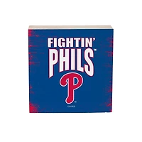 Philadelphia Phillies 6" Square Fan Chant Wood Block Shelf Sign