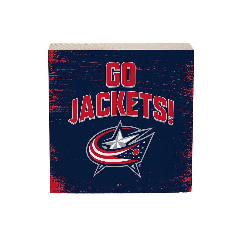 Columbus Blue Jackets 6" Square Fan Chant Wood Block Shelf Sign