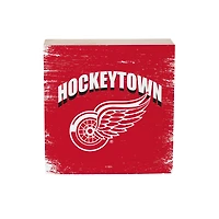Detroit Red Wings 6" Square Fan Chant Wood Block Shelf Sign