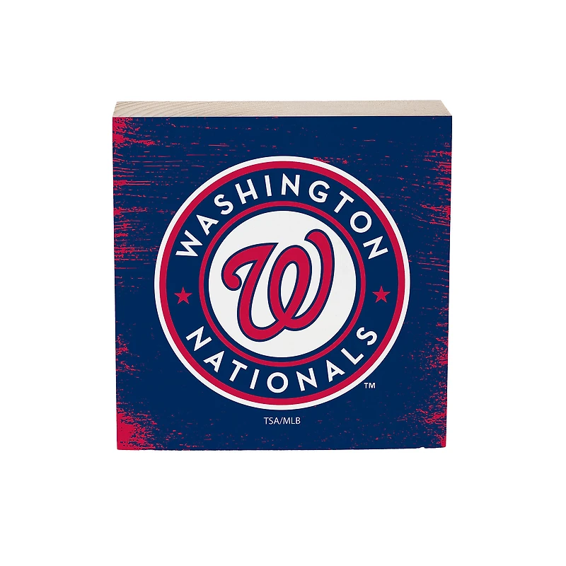 Washington Nationals 6" Square Fan Chant Wood Block Shelf Sign