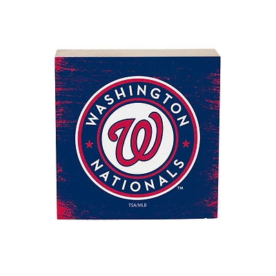 Washington Nationals 6" Square Fan Chant Wood Block Shelf Sign
