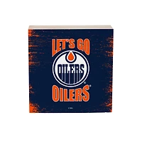 Edmonton Oilers 6" Square Fan Chant Wood Block Shelf Sign