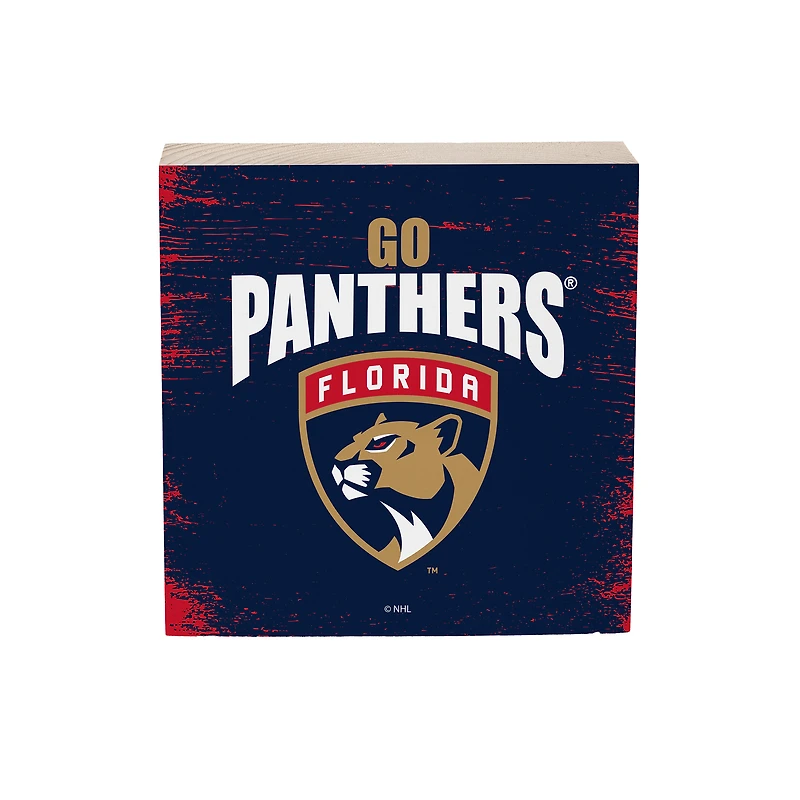 Florida Panthers 6" Square Fan Chant Wood Block Shelf Sign