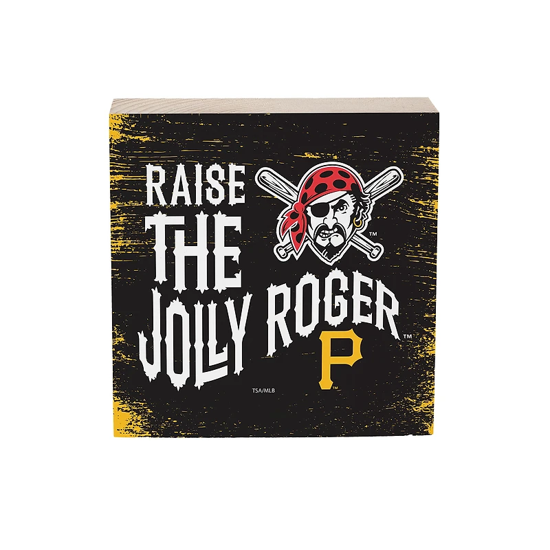 Pittsburgh Pirates 6" Square Fan Chant Wood Block Shelf Sign