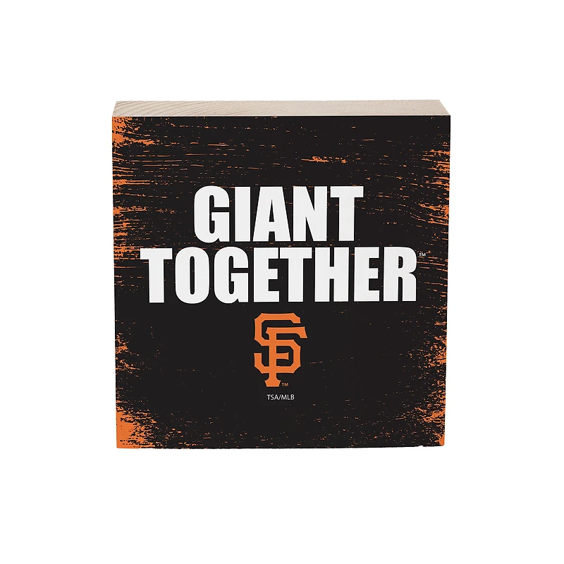 San Francisco Giants 6" Square Fan Chant Wood Block Shelf Sign