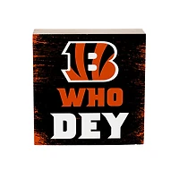 Cincinnati Bengals 6" Square Fan Chant Wood Plock Shelf Sign