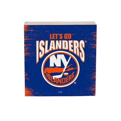New York Islanders 6" Square Fan Chant Wood Block Shelf Sign