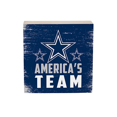 Dallas Cowboys 6" Square Fan Chant Wood Block Shelf Sign