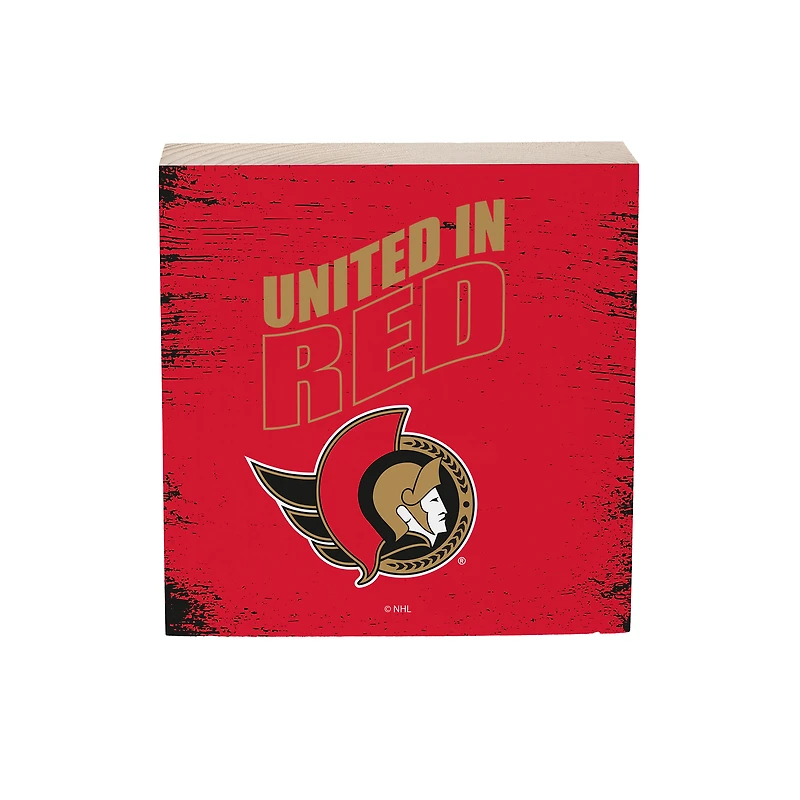 Ottawa Senators 6" Square Fan Chant Wood Block Shelf Sign