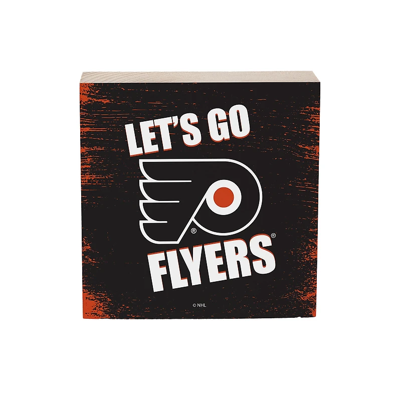Philadelphia Flyers 6" Square Fan Chant Wood Block Shelf Sign