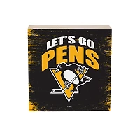Pittsburgh Penguins 6" Square Fan Chant Wood Block Shelf Sign